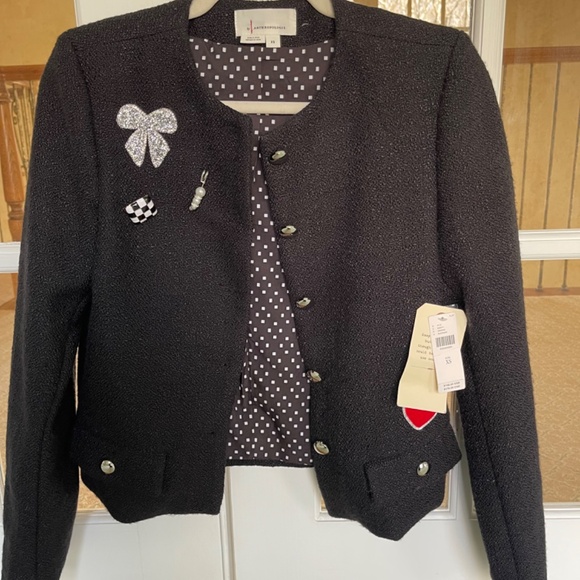 Anthropologie Tweed Pin Black Jacket NWT - XS - Picture 8 of 9